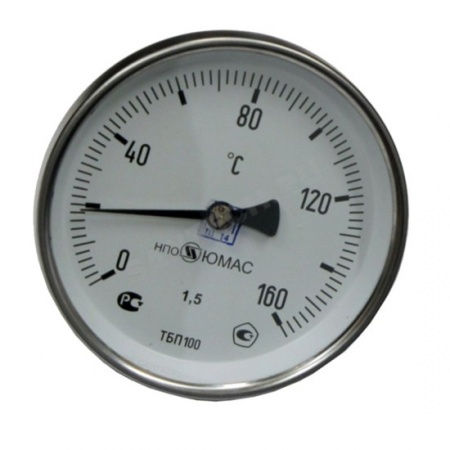Термометр биметаллический осевой Дк63 L100мм G1/2" 120С ТБП-Т НПО ЮМАС